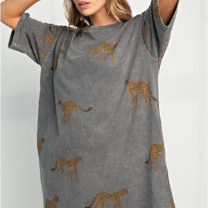 Easel Cheetah Print Dress (Ash)